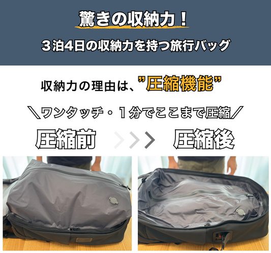 「パッキングが面倒…」なあなたへ。電動ポンプ内蔵バッグで荷造りを1分で終わらせる魔法の方法